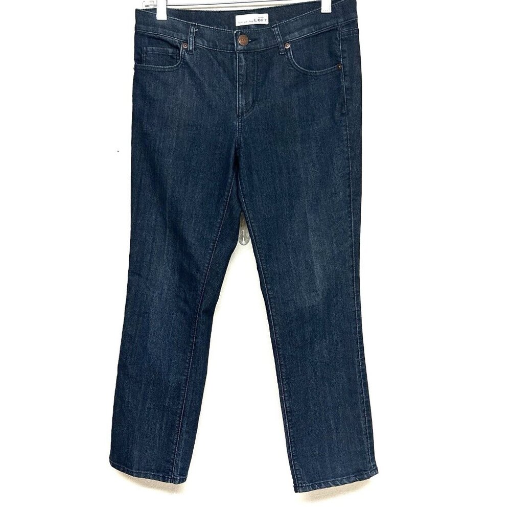 LOFT Made & Loved Modern Kick Crop Denim Jeans Dark Wash Stretch Sz 27 4 Pockets